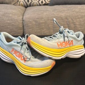 Hoka Blue and Yellow Running Shoes